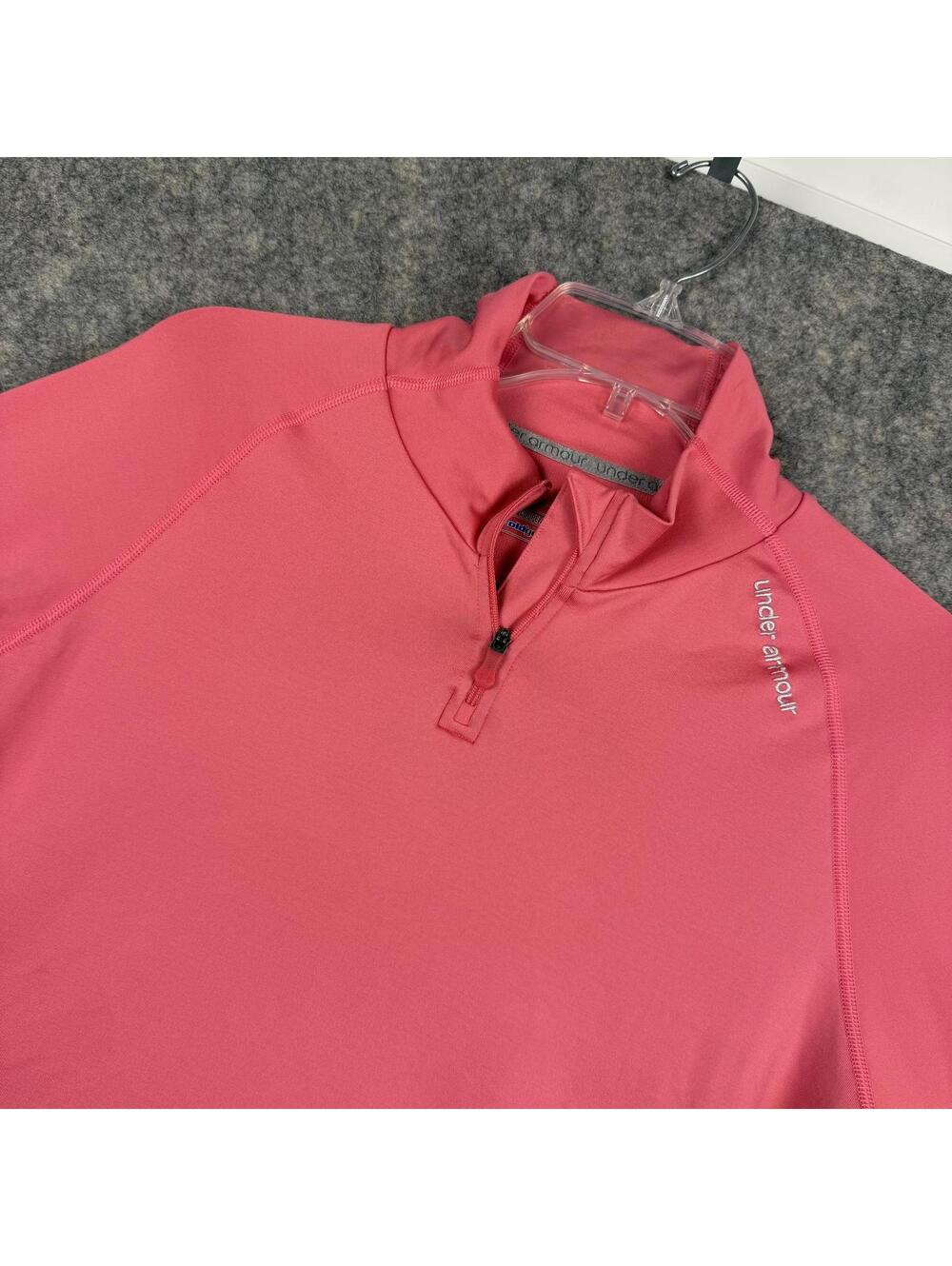 Under Armour ColdGear Women’s 1/4 Zip Fitted Running Pullover Pink Size XL 835